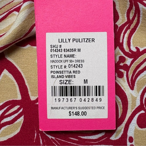 Lilly Pulitzer Maddox Straight Dress M Island Vibes Poinsettia Red UPF 50+ NEW - Picture 14 of 14